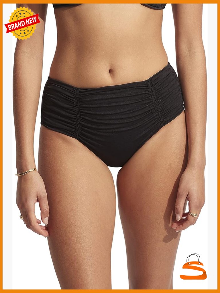 Mid Rise Full Coverage Bikini Bottom Swimsuit Size 6 Nylon Blend